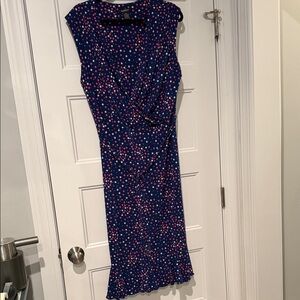 Glamour Navy and Pink Polka Dot Midi Dress